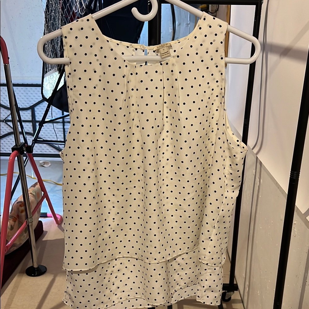 J. Crew Black and Cream Sleeveless Blouse